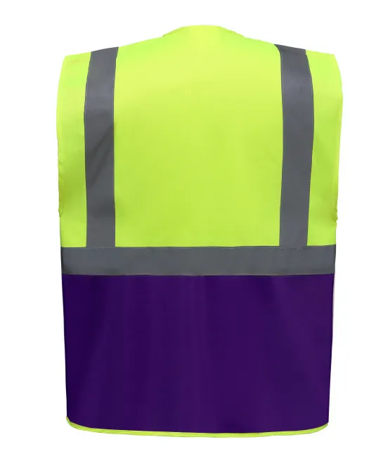 YHVW801 - Multifunctioneel veiligheidshesje Hi Vis Yellow / Purple
