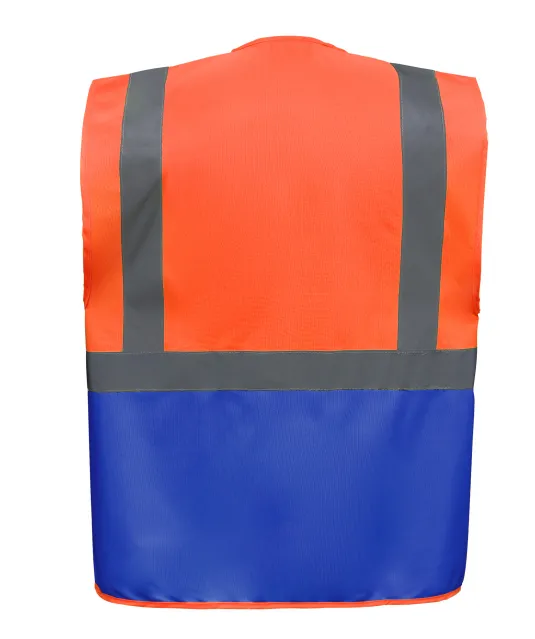 YHVW801 - Multifunctioneel veiligheidshesje Hi Vis Orange / Royal Blue