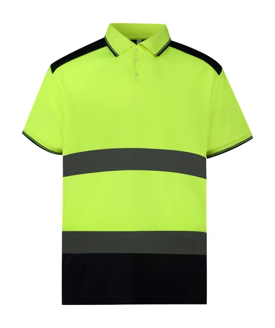 YHVJ220 - Tweekleurige veiligheidspolo Hi Vis Yellow / Navy
