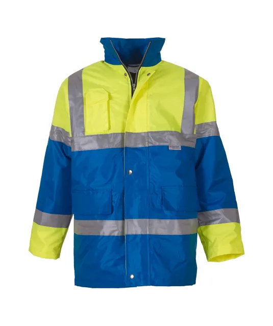 YHVP303 - Contrasterende veiligheidsjas Hi Vis Yellow / Royal Blue