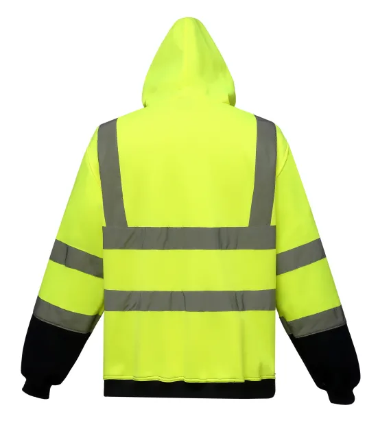 YHVK07 - Veiligheidssweatervest met capuchon Hi Vis Yellow / Navy