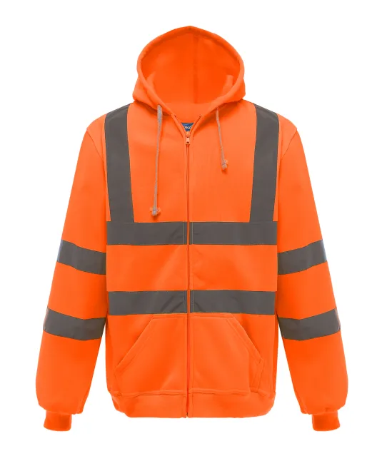 YHVK07 - Veiligheidssweatervest met capuchon Hi Vis Orange