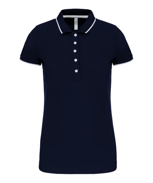 K252 - Damespolo korte mouwen Navy / White / Red