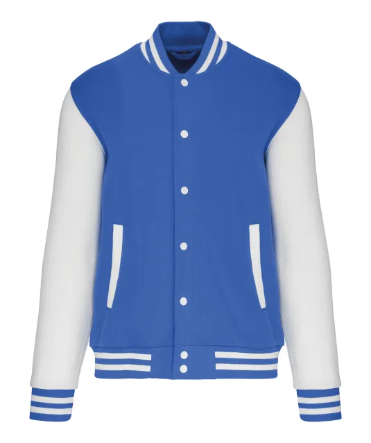K497 - College jacket unisex Light Royal Blue / White