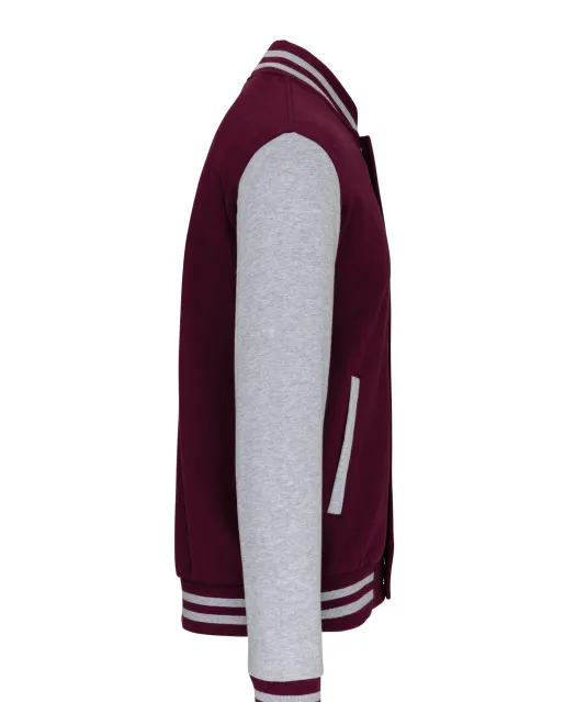 K497 - College jacket unisex Wine / Oxford Grey