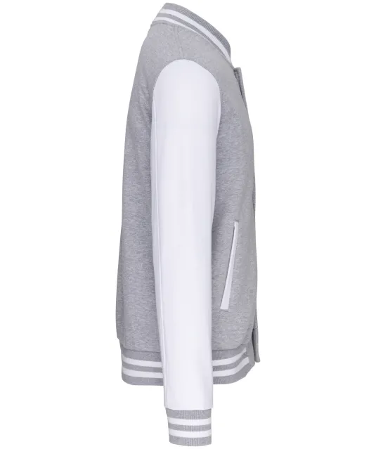 K497 - College jacket unisex Oxford Grey / White