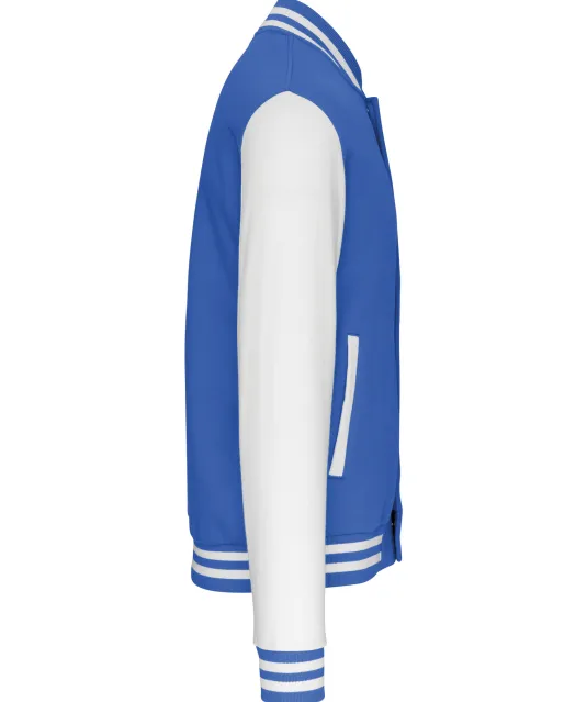 K497 - College jacket unisex Light Royal Blue / White