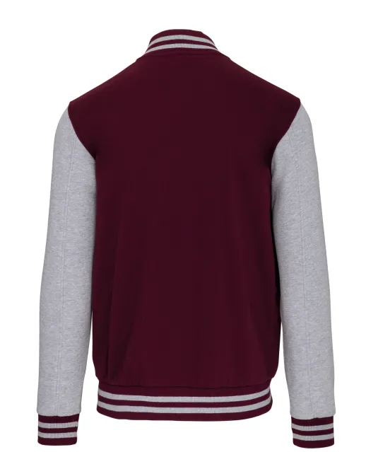 K497 - College jacket unisex Wine / Oxford Grey