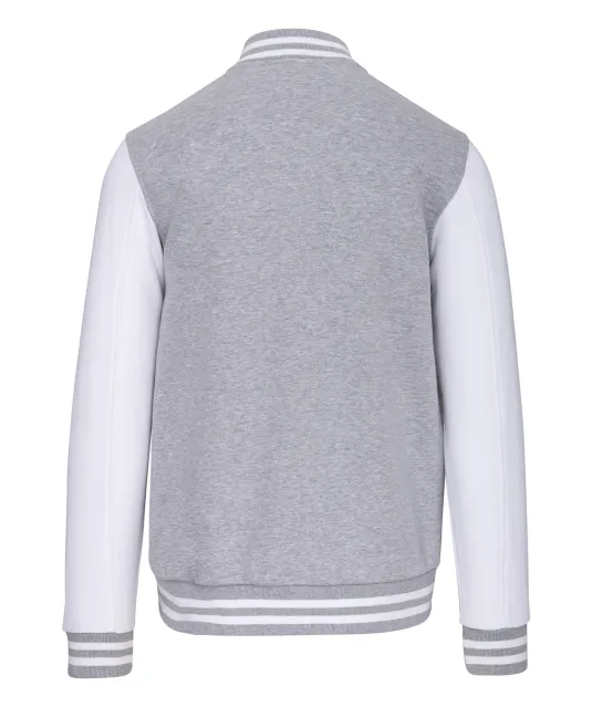 K497 - College jacket unisex Oxford Grey / White