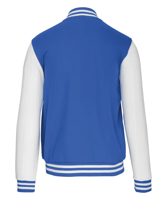 K497 - College jacket unisex Light Royal Blue / White
