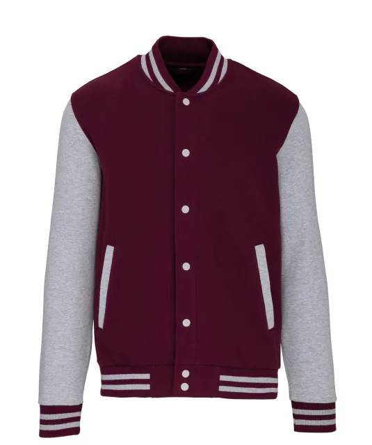 K497 - College jacket unisex Wine / Oxford Grey