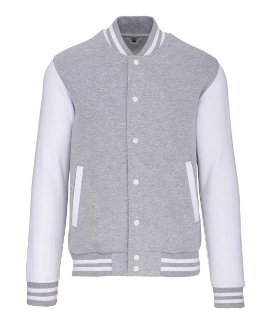 K497 - College jacket unisex Oxford Grey / White