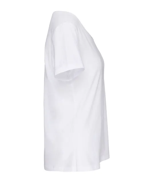 K399 - Bio dames-t-shirt kraag met onafgewerkte rand korte mouwen White