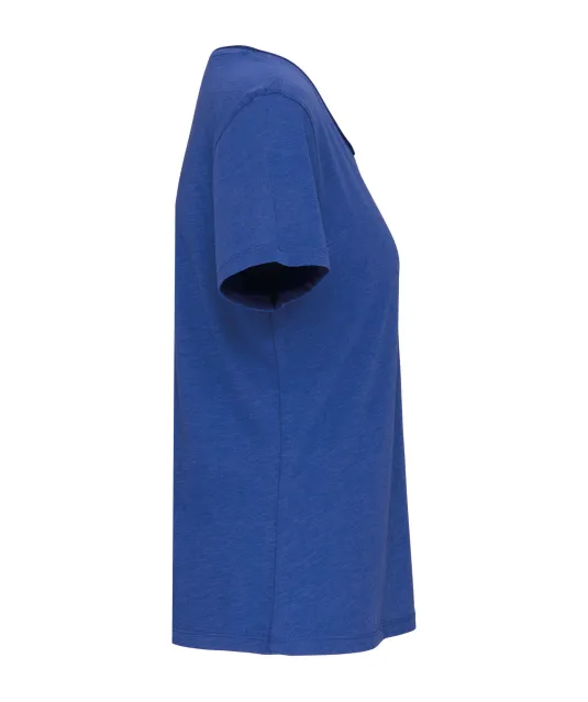 K399 - Bio dames-t-shirt kraag met onafgewerkte rand korte mouwen Ocean Blue Heather