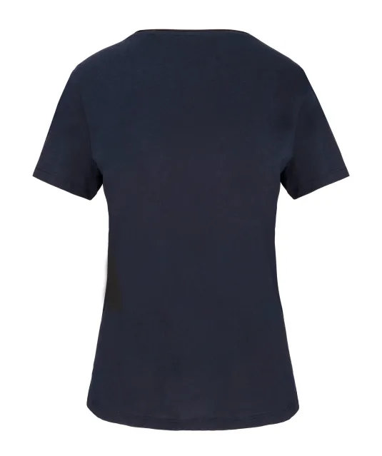 K399 - Bio dames-t-shirt kraag met onafgewerkte rand korte mouwen Navy