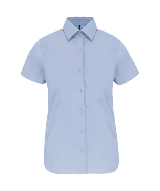 K532 - Dames stretch blouse korte mouwen Light Blue
