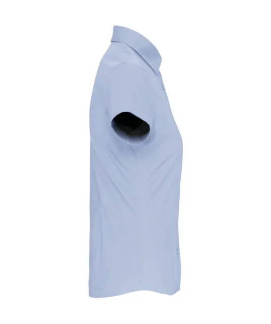 K532 - Dames stretch blouse korte mouwen Light Blue