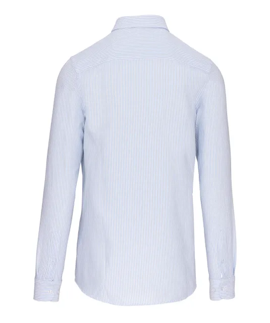K516 - Heren Oxford overhemd lange mouwen Striped White / Oxford Blue