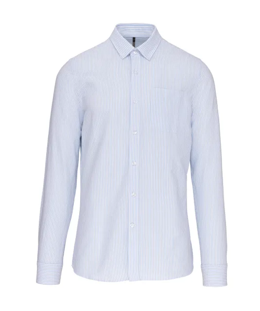 K516 - Heren Oxford overhemd lange mouwen Striped White / Oxford Blue