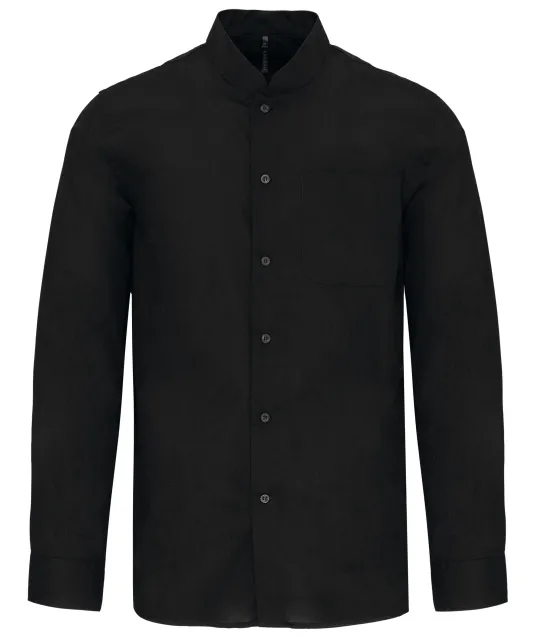 K515 - Herenoverhemd met "Mao" kraag lange mouwen Black