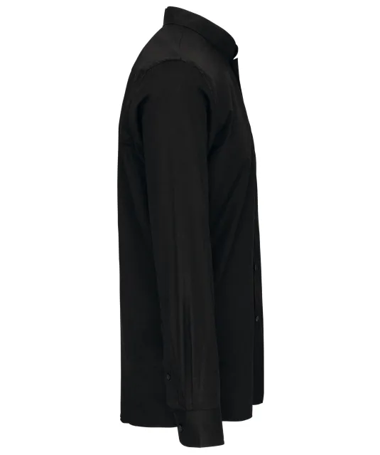 K515 - Herenoverhemd met "Mao" kraag lange mouwen Black