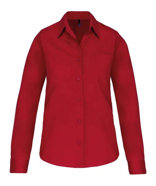 K542 - Dames poplin blouse lange mouwen Classic Red
