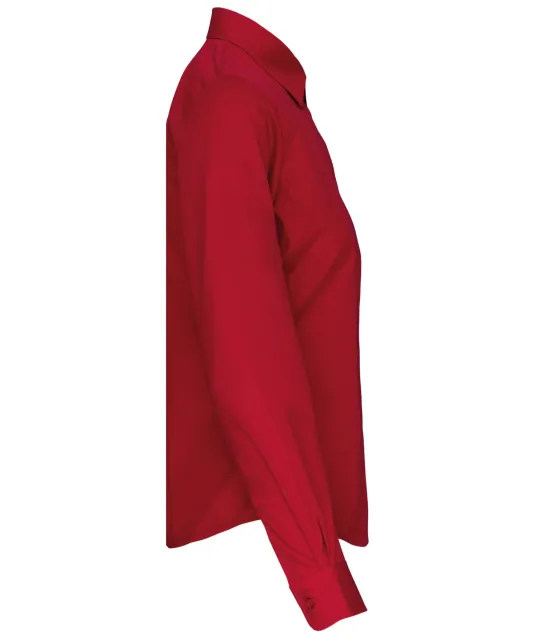 K542 - Dames poplin blouse lange mouwen Classic Red