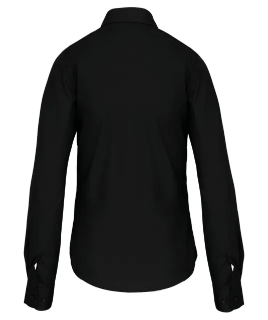 K542 - Dames poplin blouse lange mouwen Black