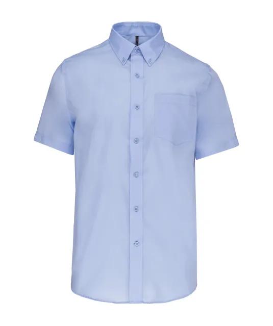 K539 - Heren non-iron micro sergé overhemd korte mouwen Bright Sky