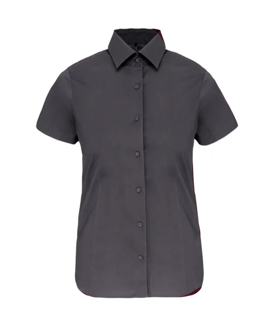 K532 - Dames stretch blouse korte mouwen Zinc