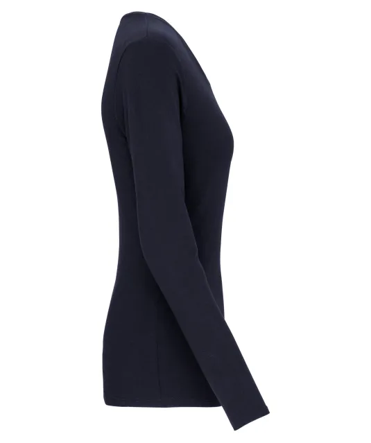 K3017 - Dames-t-shirt ronde hals lange mouwen Navy
