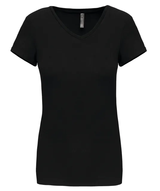K3015 - Dames-t-shirt V-hals korte mouwen Black