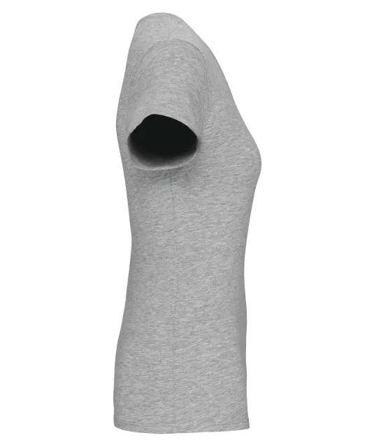 K3015 - Dames-t-shirt V-hals korte mouwen Light grey heather