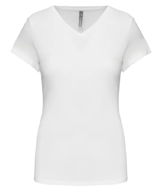 K3015 - Dames-t-shirt V-hals korte mouwen White