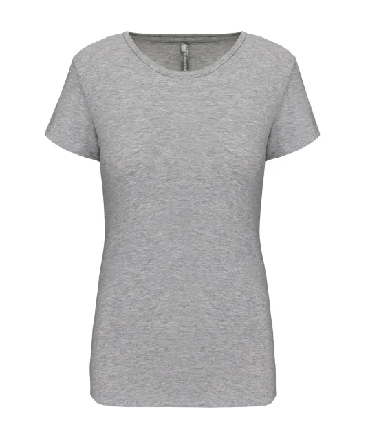 K3013 - Dames-t-shirt ronde hals korte mouwen Light grey heather
