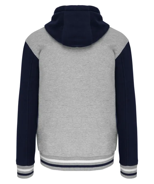 K4003 - College jacket met capuchon unisex Oxford Grey / Navy / White