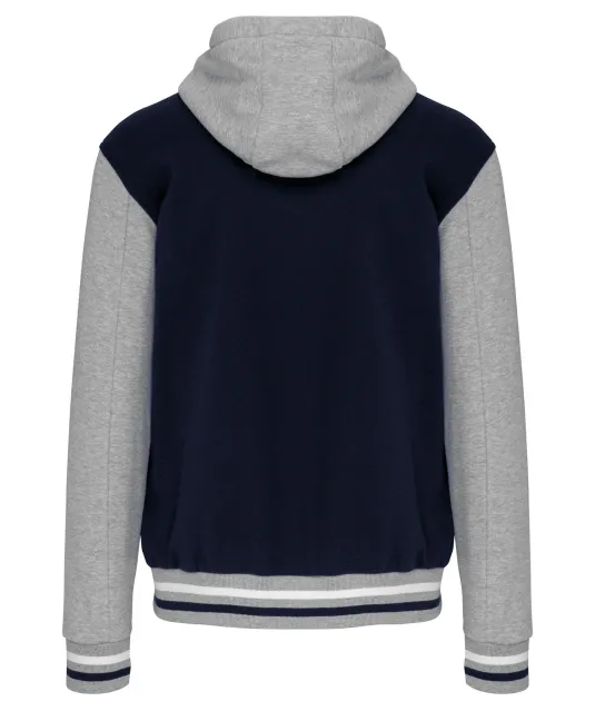 K4003 - College jacket met capuchon unisex Navy / Oxford Grey / White