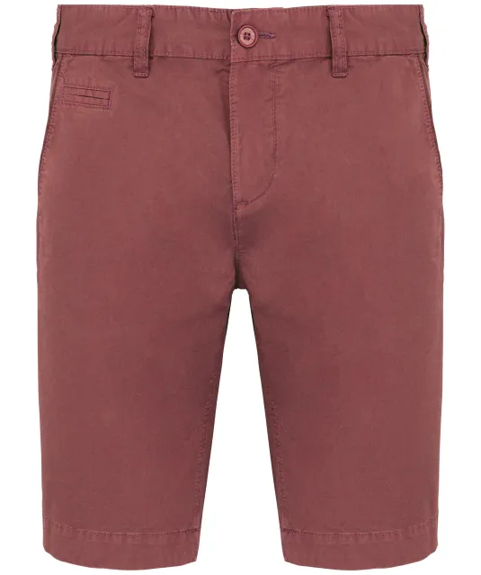 K752 - Herenbermuda met verwassen look Washed Marsala
