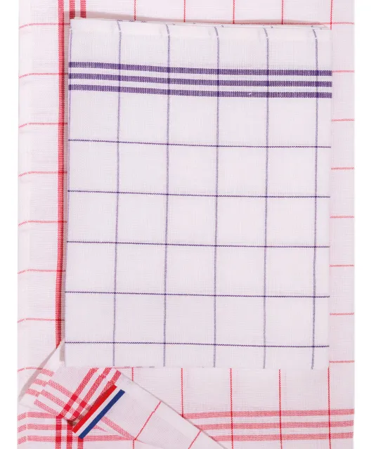 K136 - Geruite theedoek 'Origine France Garantie. Navy