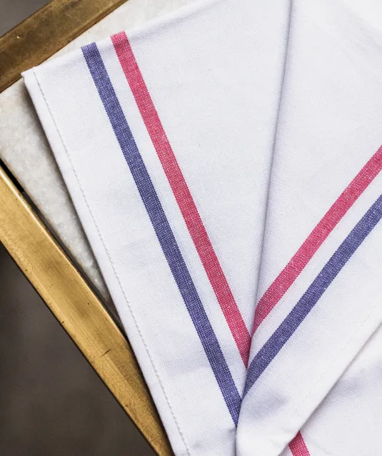 K138 - Theedoek met 2 strepen 'Origine France Garantie' White