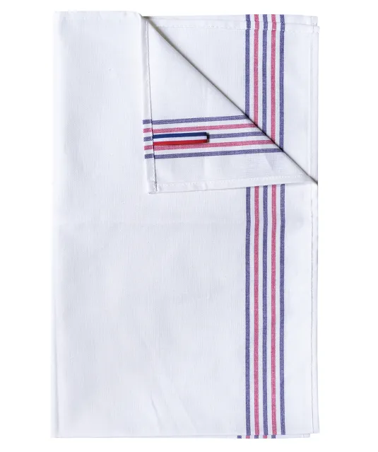 K139 - Theedoek met 5 strepen 'Origine France Garantie' White