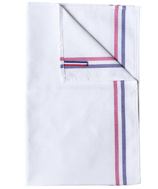 K138 - Theedoek met 2 strepen 'Origine France Garantie' White