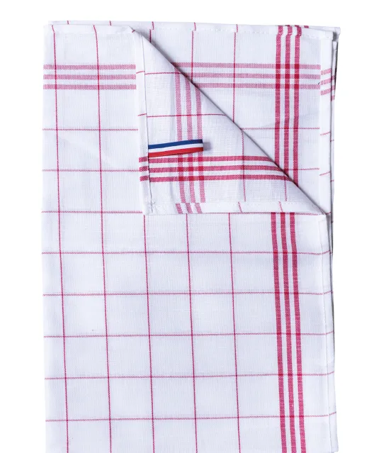 K136 - Geruite theedoek 'Origine France Garantie. Red