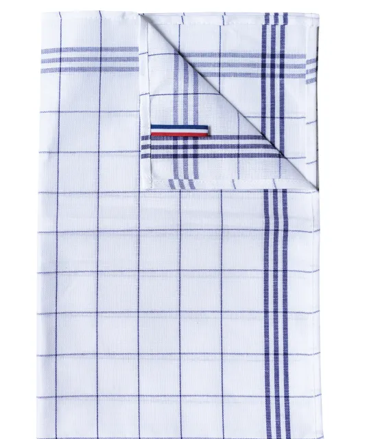 K136 - Geruite theedoek 'Origine France Garantie. Navy