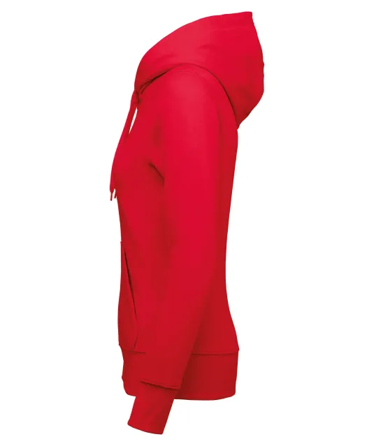 K4031 - Ecologische damessweater met capuchon en ritssluiting Red
