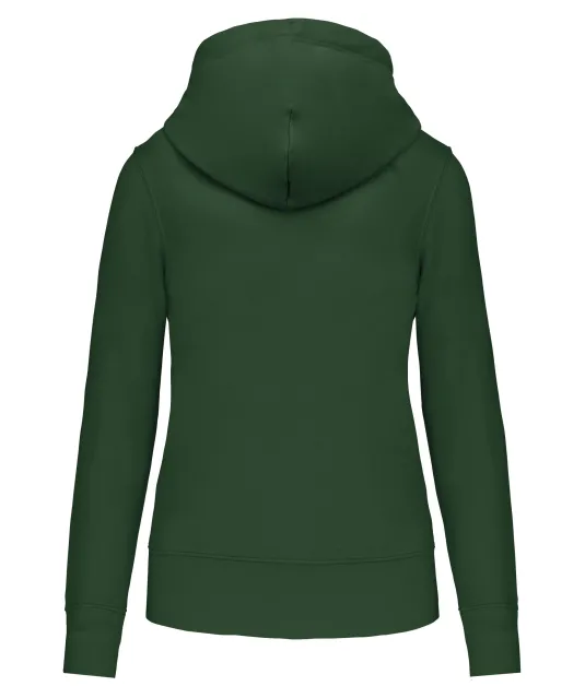 K4031 - Ecologische damessweater met capuchon en ritssluiting Forest Green