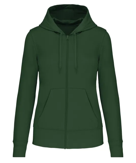 K4031 - Ecologische damessweater met capuchon en ritssluiting Forest Green