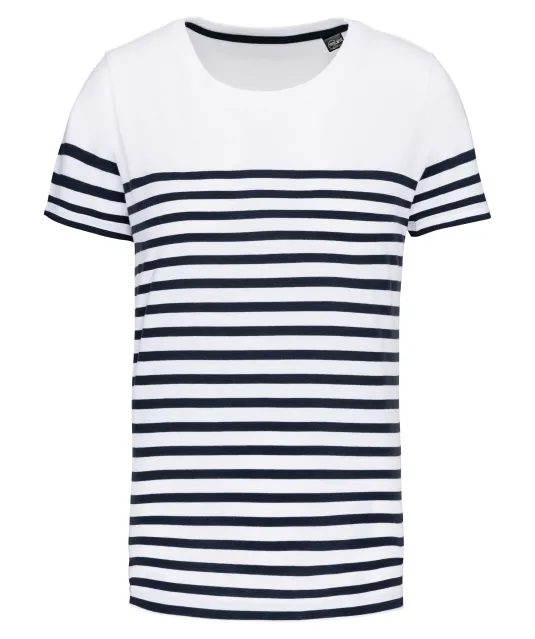 K3035 - Matrozenshirt ronde hals Bio kind White / Navy Stripes