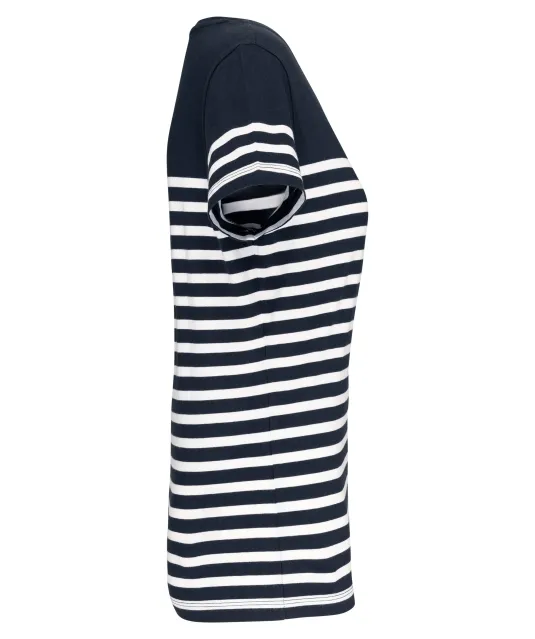 K3034 - Marine-t-shirt ronde hals Bio dames Navy / White Stripes