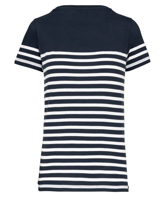 K3034 - Marine-t-shirt ronde hals Bio dames Navy / White Stripes